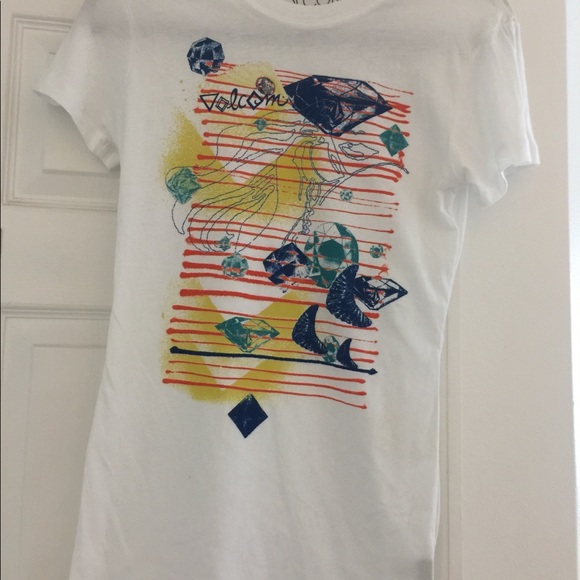 Volcom White tee withDiamond print - Picture 1 of 2